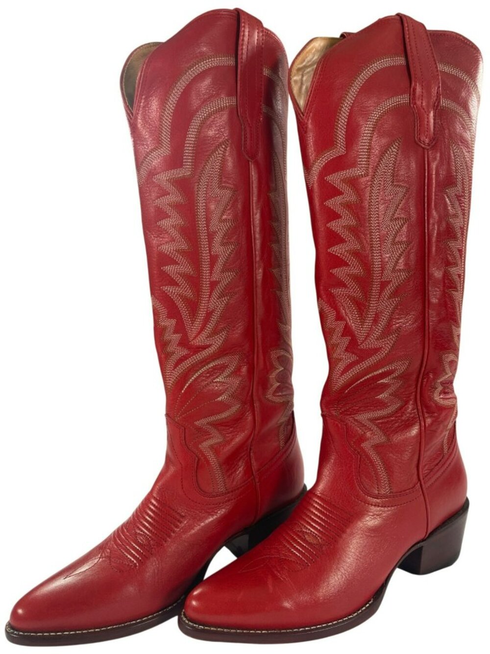 Tecovas The Abby Crimson Cowhide Leather Western Boots Women's Size 9B LIKE NEW - Picture 2 of 15